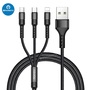 3-in-1 Apple Lightning Type-C Micro USB  Nylon Braided Fast Charging Cable