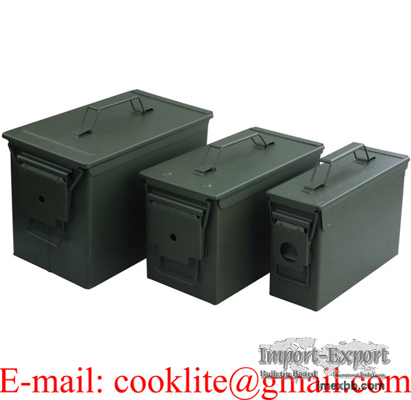 Cofre metálico tipo caixa de munições / Cofre Caixa metálica porta munição