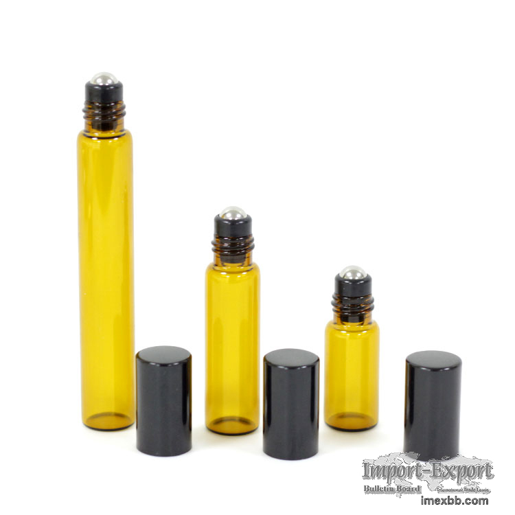 Wholesale 5Ml Perfume or Essential oil Glass Roll On Bottle with Black/Gold