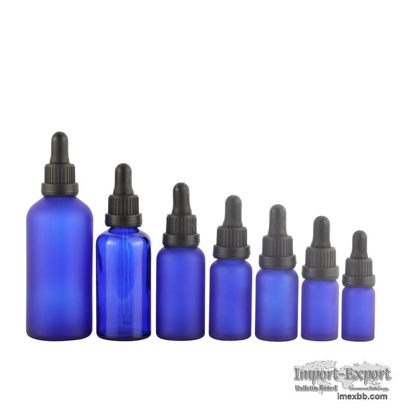 Factory direct wholesale cobalt blue glass essential oil dropper bottle