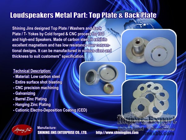 ,Top Plate (Washer) and Back Plate made in Taiwan
