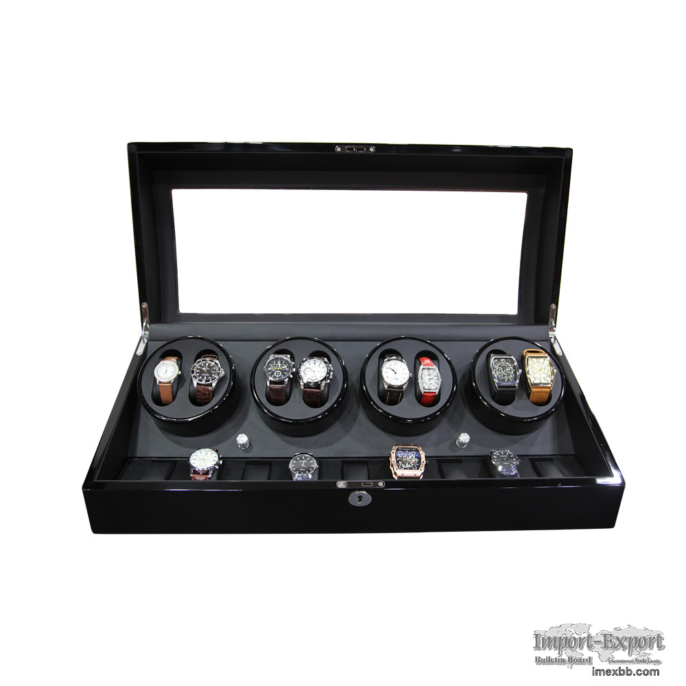 New Design High Gloss Paint Black Wooden Automatic Watch Winder 