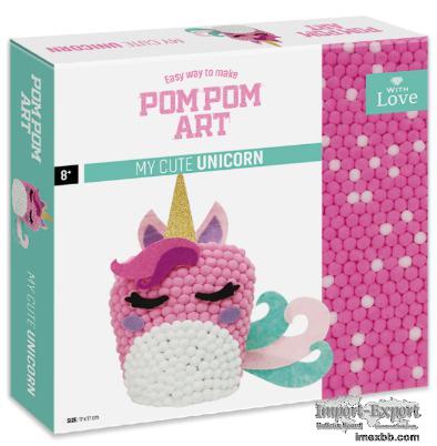EASY WAY TO MAKE  POM POM ART-MY CUTE UNICORN