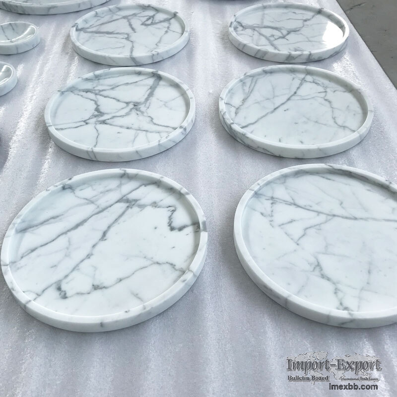 Round Marble Tray, Staturio or Calacatta