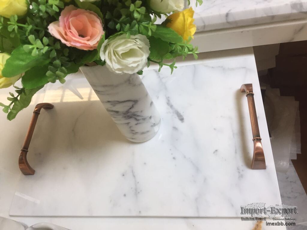 Decorative Marble Tray with metal holder 