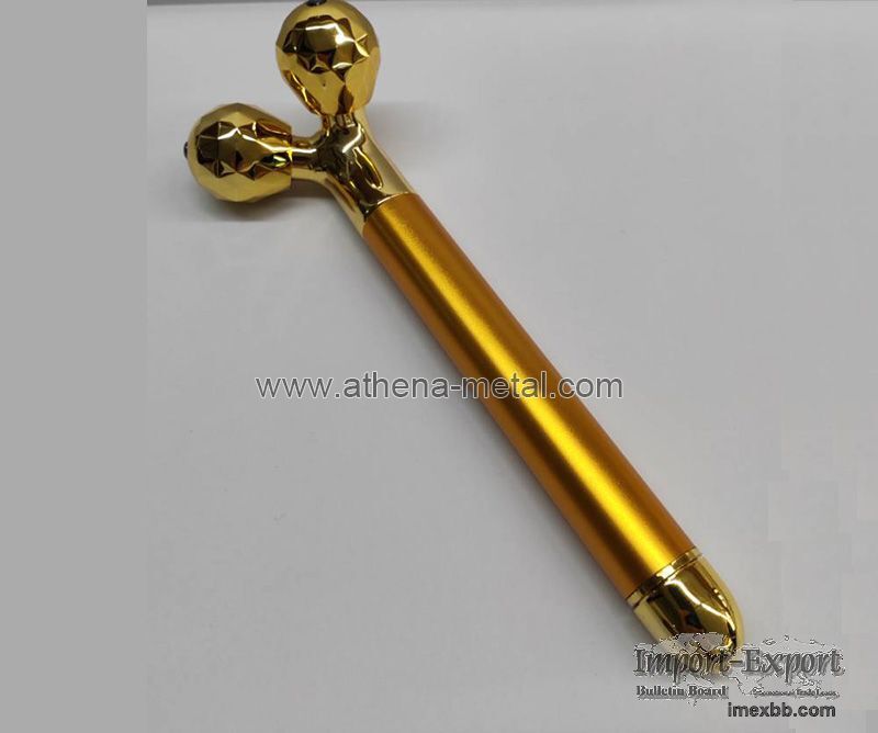 Battery Power Double Ball Gold Facial Massager 