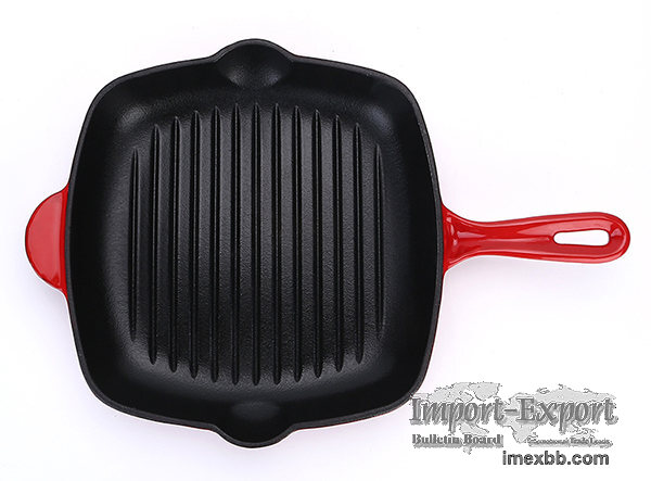 Steak Grill Plate BBQ Square Enamel Cast Iron Grill Fry Pan, cast iron gril