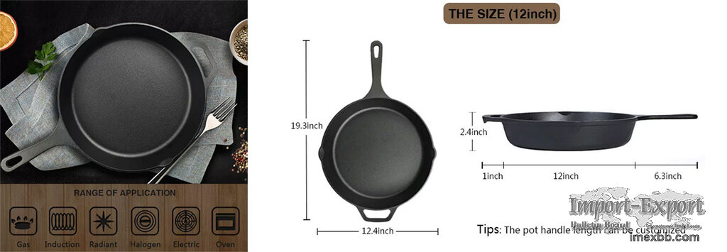 Hot sale 12 inch Cast Iron Skillet Fry Pan