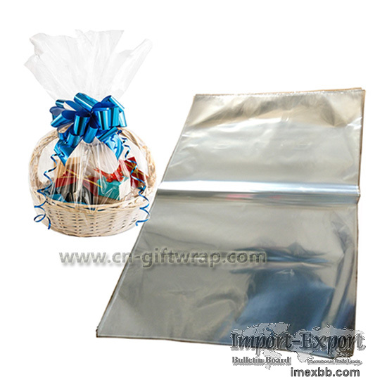 35x40in Large Clear Cellophane Basket Bags Clear Wrap for Baskets, Hampers 