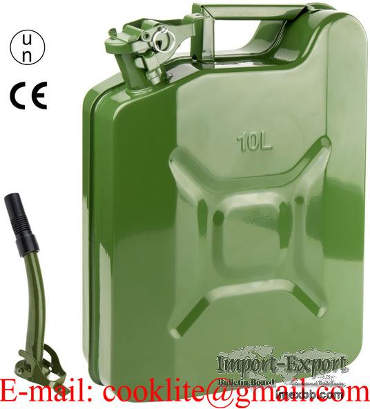 UN godkjent jerrykanne 10L lakkert stål bensinkanne med låsesplint i locket