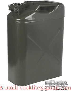 Leger benzine/diesel Jerrycan/brandstoftank metaal 20 liter groen UN-keur