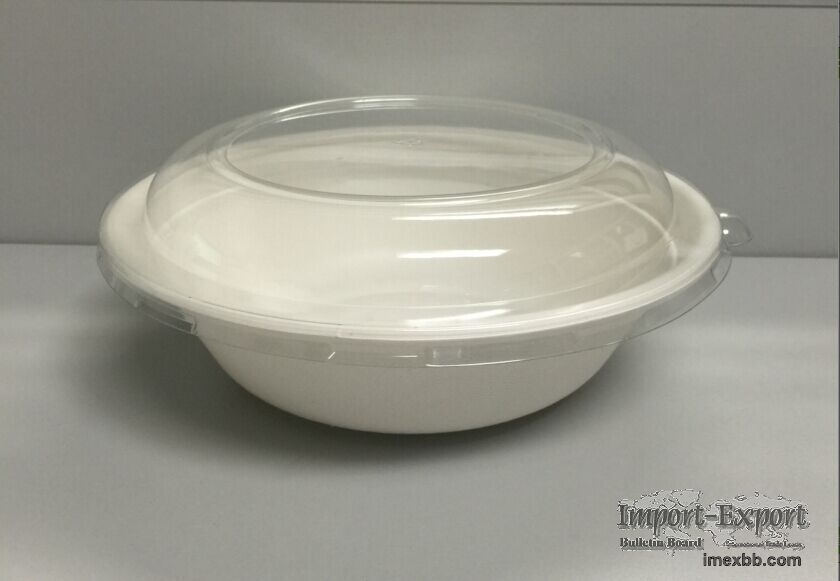 Disposable tableware sugarcane bagasse bowls with PET lid