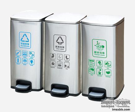 MAX-218H-A Indoor 3 Compartment Hotel Pedal Bin for Hospital
