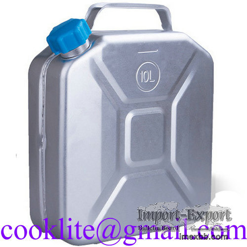 10L Jerry Can Gas Fuel Oil Aluminum Tank Military Style Water Carrier Spout
