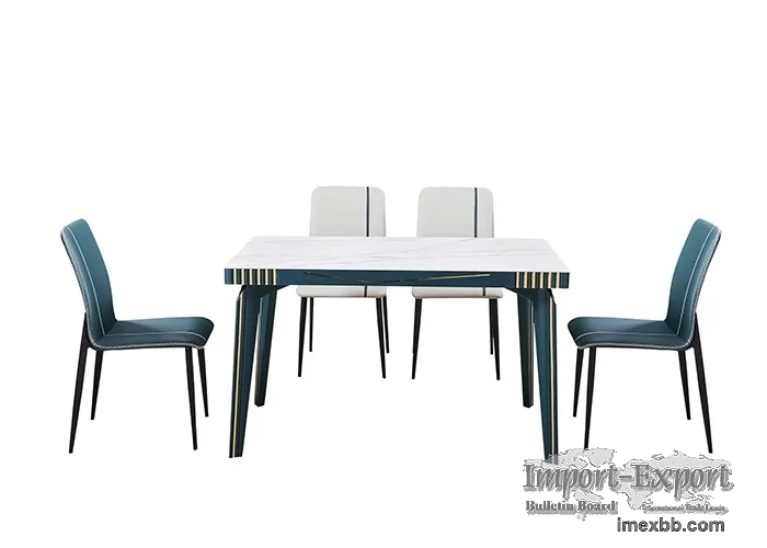 Simple And Stylish Rock Slab Solid Wood Slate Dining Table