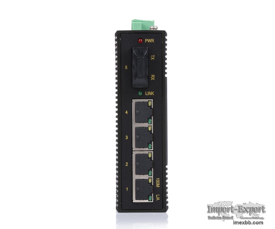 4-port 10/100M Base-T(X) + 1-port 100Base-FX Din-Rail Unmanaged
