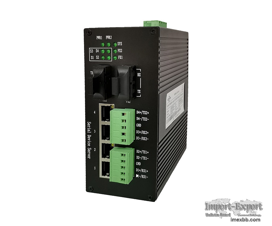 4-port RS485 + 4-port 10/100Base-T(X) + 2-port 100M FX Modbus Gateway