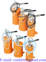 Portable lubrication bucket with hand lever pump