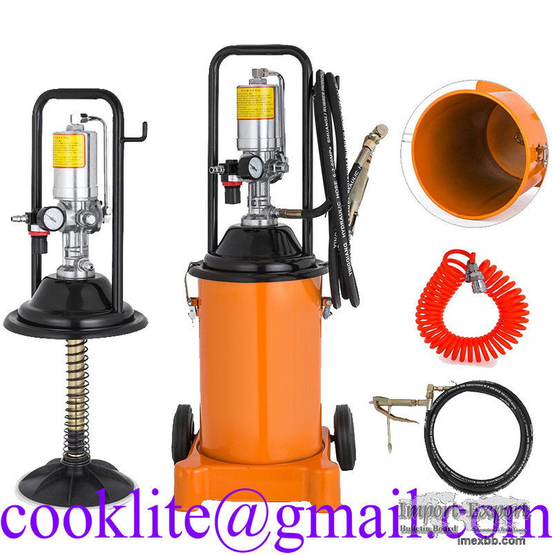 Air Operated High Pressure Grease Bucket Pump Wheeled Pneumatic Lubricator 