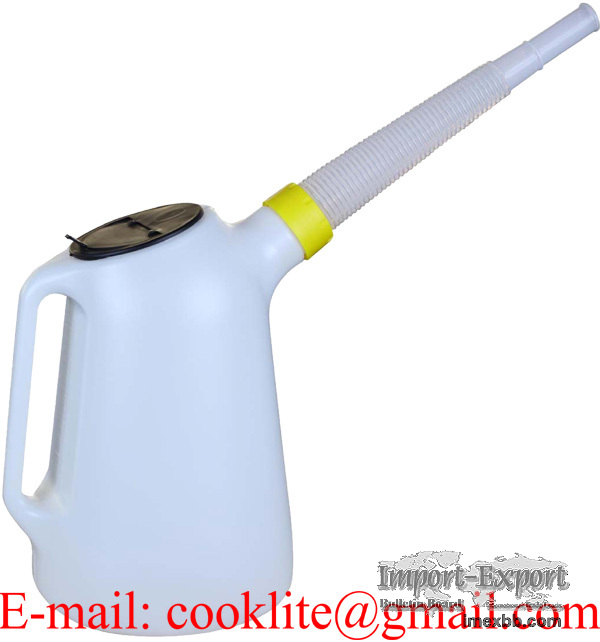 Plastic Oil Fuel & Water Jug And Pouring Spout Can 6L Measuring Can Diesel 