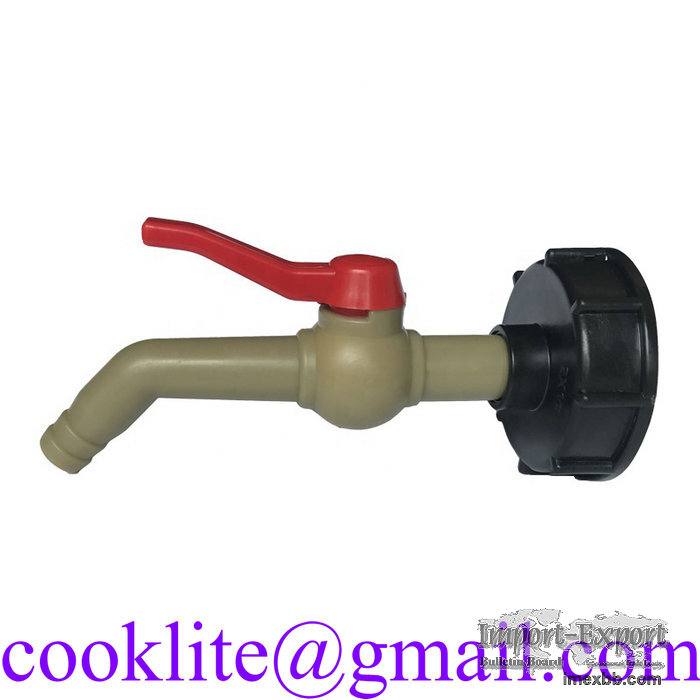 DN50 2 Inch S60x6 Thread IBC Tote Tank Adapter with Long 1/2" Plastic Tap