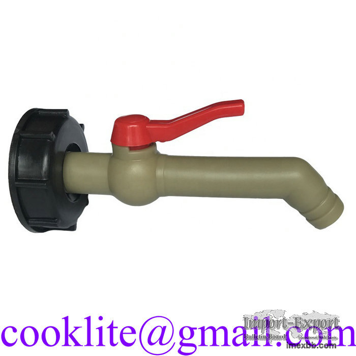 DN50 2 Inch S60x6 Thread IBC Tote Tank Adapter with Long 3/4" Plastic Tap