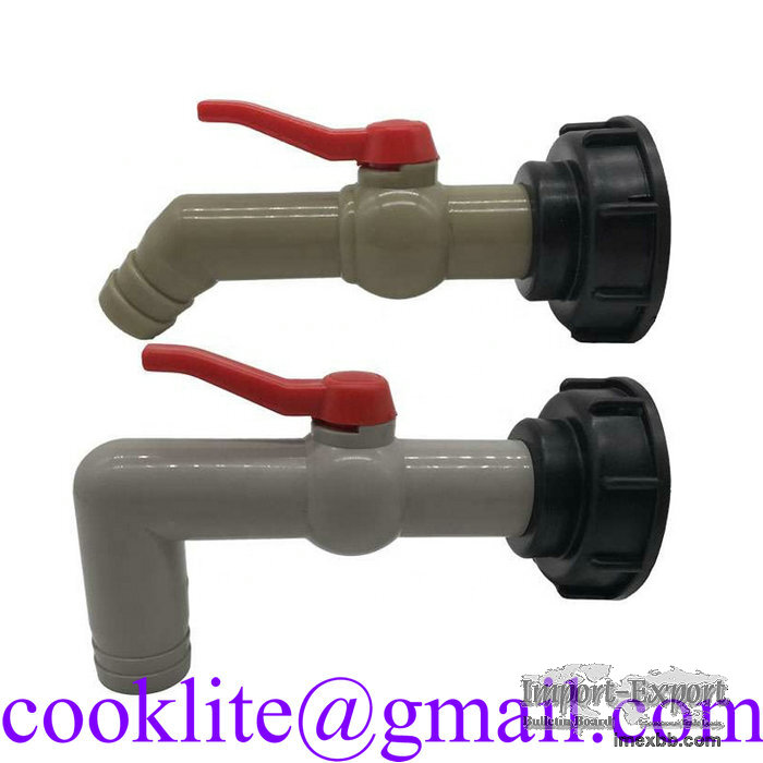 2 Inch S60x6 Thread IBC Tote Tank Adapter Cap Lid with Long 1" Plastic Tap 