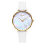 FEATURES OF SS545-01 GOLD AND WHITE WOMEN'S WATCH WITH MOTHER OF PEARL DIAL