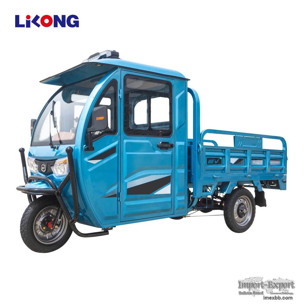 Semi Closed Electric Cargo Delivery Tricycle Motorcycle Electric Rickshaw V
