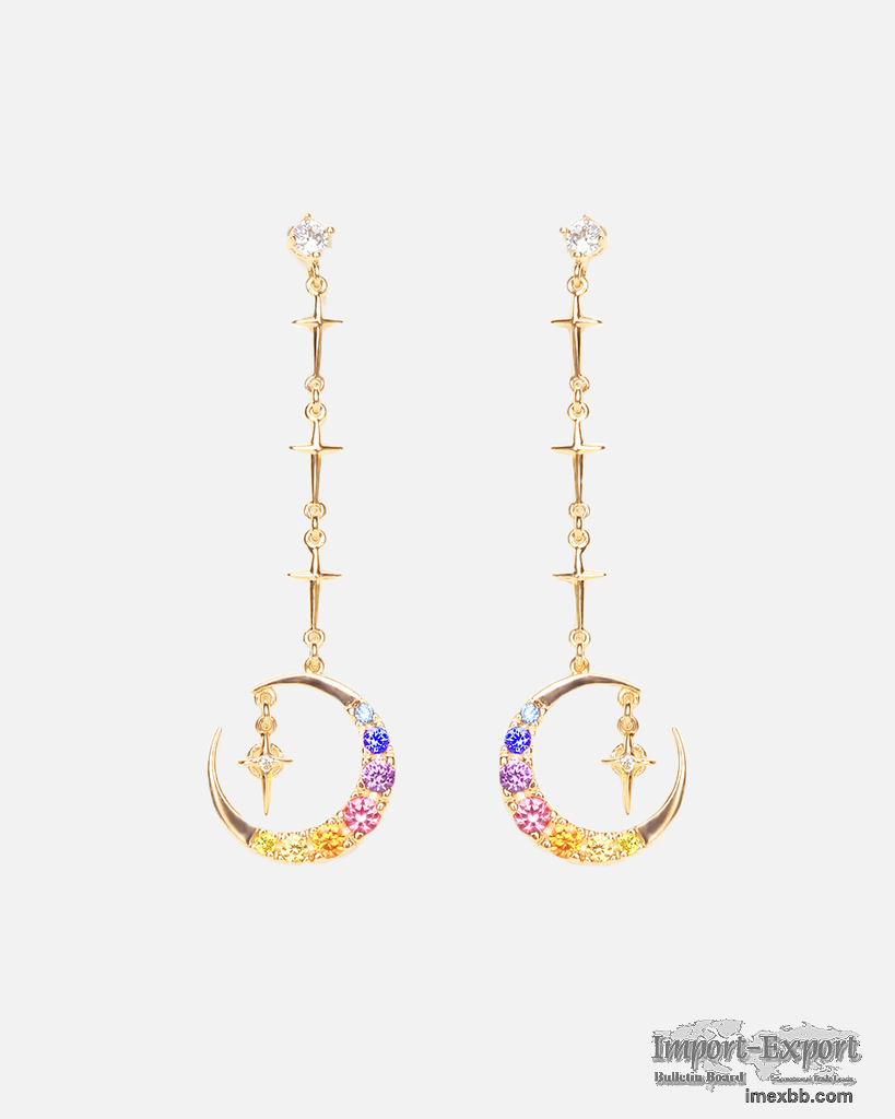 925 sterling silver moon star earrings beautiful and noble