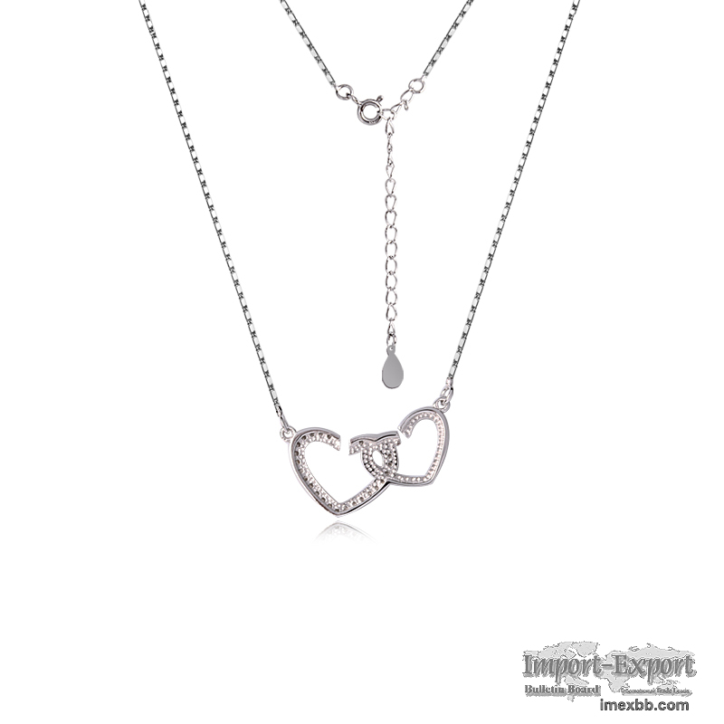 Heart-shaped love necklace 925 sterling silver pendant clavicle chain