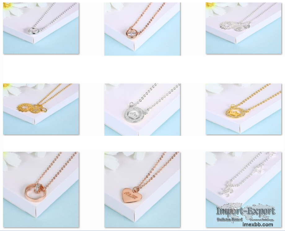 925 silver material, hot-selling necklaces in silver, gold, rose gold color
