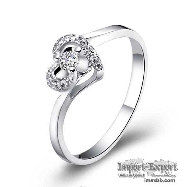 Heart-shaped love ring 925 sterling silver ring engagement ring
