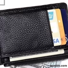 11x9.5cm TPCH Mens PU Leather Wallet Zipper Coin Pocket ROHS