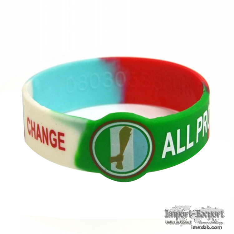 Debossed Filled Segmented Silicone Bracelets with Custom Print