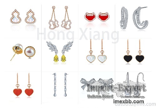 Cute bow earrings various colors love heart shape earrings