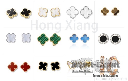 Various colors four-leaf clover earrings butterfly earrings