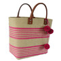 Hand-woven bohemian striped pompom straw bag handbag holiday beach bag
