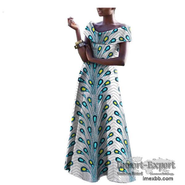 African ethnic wax printed cotton dress women skirt