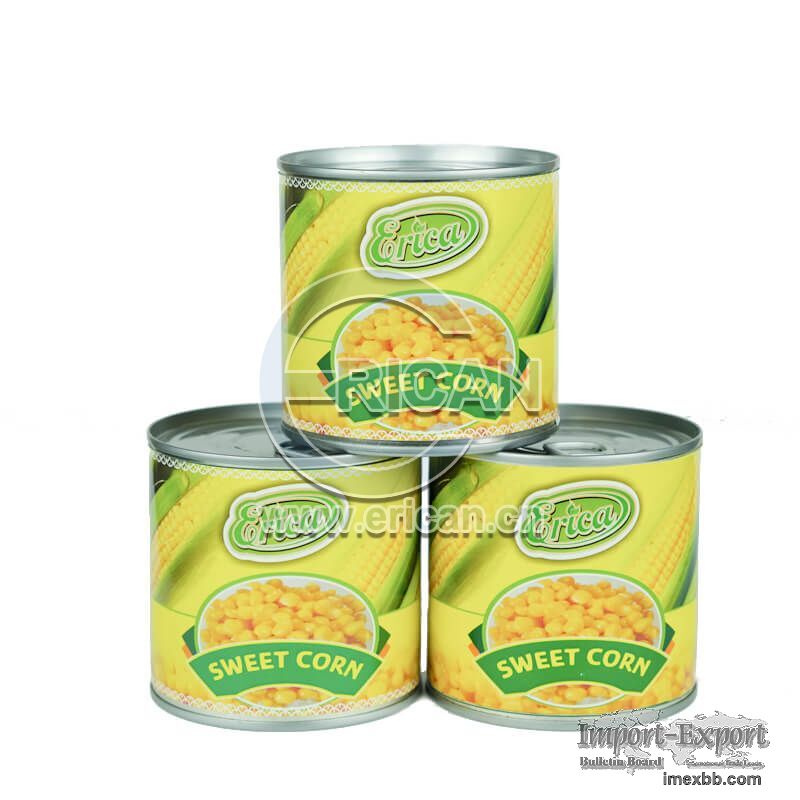 Easy Open Paper Label Canned Fresh Whole Golden Sweet Kernel Corn in Tin