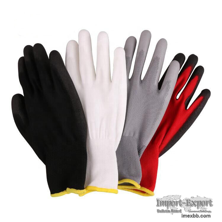EN388 Nylon Polyester PU Coated Safety Gloves for Working Safety