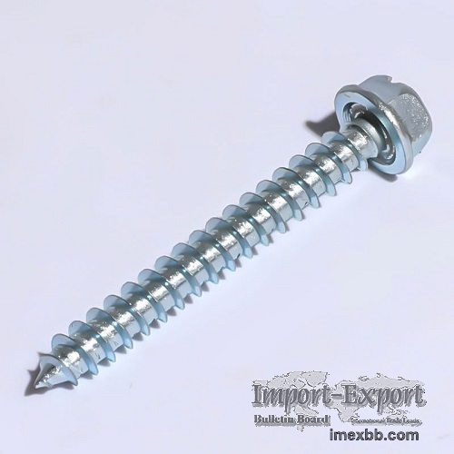 Hex Washer Head Slot Drive Self Tapping Screw Zinc Plated