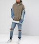 Street Fashion Men Oversized Blank Surface Stone Wash Hoodies