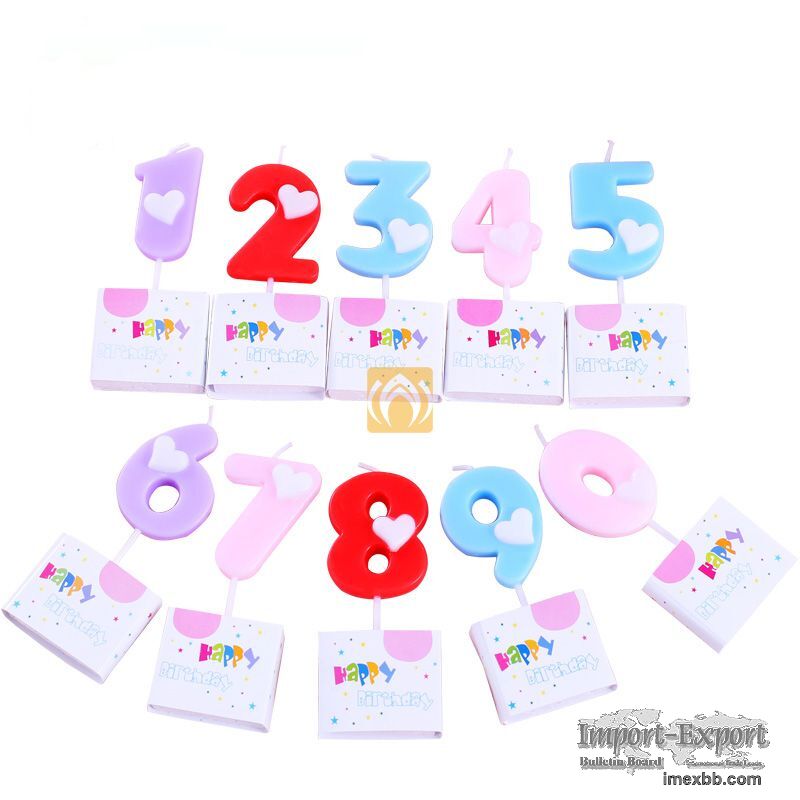 Wholesale Unique Love Heart Printed Birthday Numbers Candles 