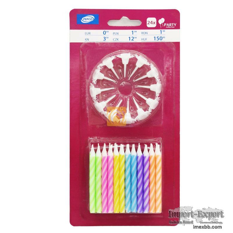 Cheap Price 24 Pieces Birthday Cake Spiral Candles With Holders For Party
