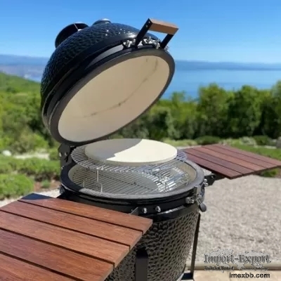 21.5 Inch SGS Charcoal Kamado Grill , Blue Ceramic Smoker Grill