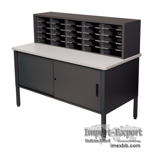 Marvel Mailroom Furniture 25 Slot Literature Organizer with Cabinet - witho
