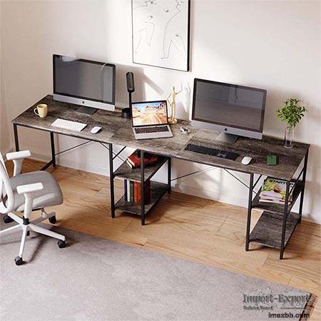 Large L-Shaped Desk with Storage for Two Person