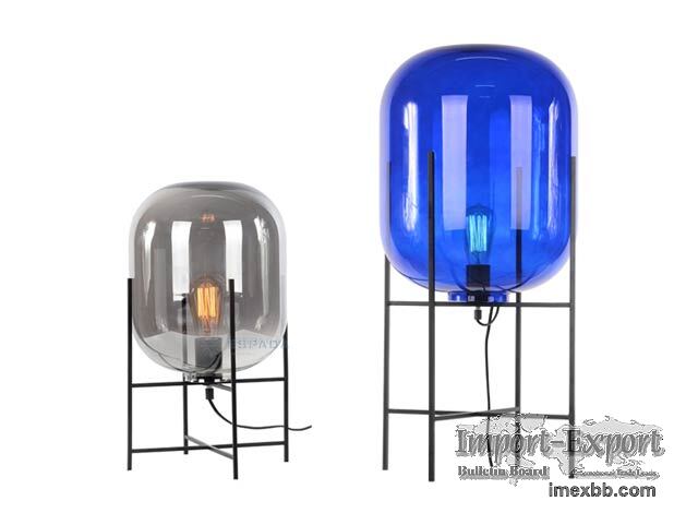Modern Glass Shade Iron Frame Table Lamp