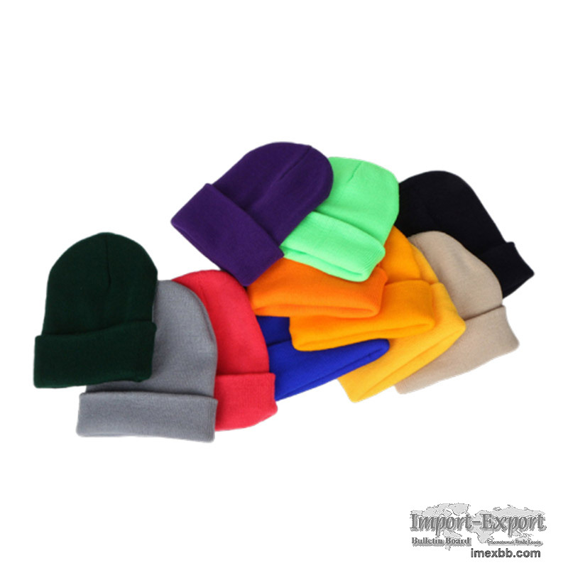 Fashion Wholesale Blank Multi-Color Unisex Knit Beanie Hat Custom Logo